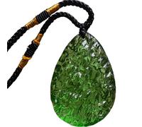 Monetais Moldavite Necklace, Green Glass Irregular Shape Moldavite Crystal Pendant with Necklace String, Czech Gemstone Rough Crystal Energy Stone