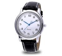 Monetais Reverse Watch for Men, Counterclockwise Roman Numeral Dress Watch, Black Alloy Quartz Wristwatch with White Dial