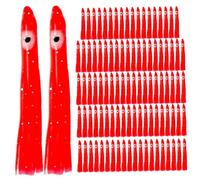 Monetais Squid Lure, 100PCS Glow-in-the-dark Squid Skirts, Octopus Fishing Lure Skirts With Sequins, Red, 9cm/3.54inch