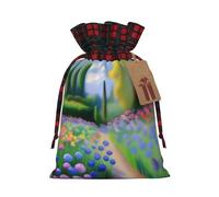 Monet'S Garden Holiday Printed Drawstring Pouch S For Party Wrapping, Wedding Favor, And Storage