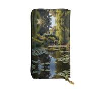 Monet's Garden Printed leather wallet, 7.5 x 4.1-inch long credit card holder, portable travel cash wallet