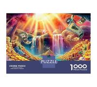 Money 1000 Piece Jigsaw Puzzle Waterfall with Sunlight for Adult Educational Game Beautiful Decoration Challenge High Difficulty Male And Female Birthday 52x38cm/1000pcs Gifts