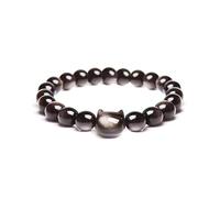 Money Attraction Cat Bracelet - Black Obsidian Women Bracelets -Wealth Prosperity Abundance Stone Bead Bracelet, Entrepreneur Business Luck Beaded Bracelets,Spiritual Mood Energy Cute Protection, 8