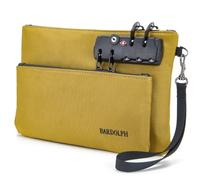 Money Bag with Lock, Double layer Men & Women's Locking Accessories Pouch, BankBag,CashBag with Lock and Zipper NotaryBag with Lock, Yellow, S