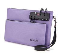 Money Bag with Lock, Double layer Men & Women's Locking Accessories Pouch, BankBag,CashBag with Lock and Zipper NotaryBag with Lock (Purple)