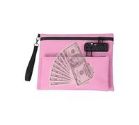 Money Bag with Lock - Travel Pouch with Zipper - Double Layer Portable Waterproof Money Bag for Camping School Hospital Car Boat Hotel Bank Travel Home Beach