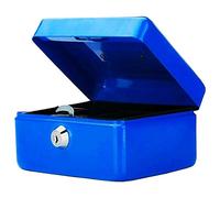 Money Bank Cash Deposit Box Steel Tin Security Safe Petty Key Coin Tray Lockable Metal School Office Home Market Stall UK Free P&P (Blue, 12 INCH)