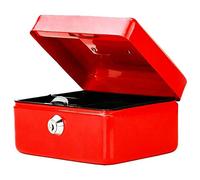 Money Bank Cash Deposit Box Steel Tin Security Safe Petty Key Coin Tray Lockable Metal School Office Home Market Stall UK Free P&P (RED, 10 INCH)