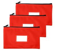 Money Bank Deposit Bag with Zipper | 11x6 inch | Red | Durable Leatherette Money Cash Coin Check Wallet Pouch for Men & Women with Framed ID Window and Blank Card | by GIDABRAND (3)