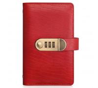 Money Book for Cash Saving Leather Cash Envelope Binder with Secure Password Lock for Budgeting & Expense Tracking Red