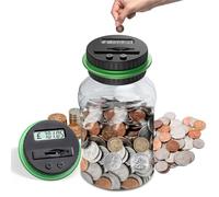 Money Box, 1.8L Counting Coin Jar with LCD Display, Digital Coin Bank Uk Coins Automatic Counting, Adult and Child Safe Money Bank, Money Box Counter As Gift on Christmas, Birthday, New Year's Day