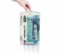 Money Box (5 Pound) Sterling Bank Note, Coin Tin, Money Can, Birthday Fund, Holiday & Christmas Savings, Piggy Bank