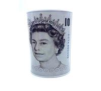 Money Box For Saving Cash & Coins Multi-Colour Design With Pound Notes Printed Tinplate Bank (£5,10,20,50) Large, £10 ( Ten Pound)