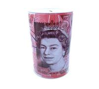 Money Box For Saving Cash & Coins Multi-Colour Design With Pound Notes Printed Tinplate Bank (£50 Extra Large).