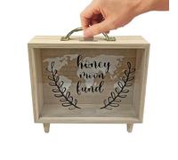 Money Box For Saving | Coin Saver Wooden Money Bank With Clear Window - Countertop Cash Savings Box For Couples Boys Kids Youth Family Friends