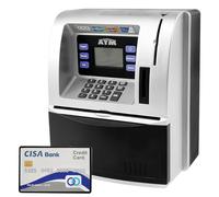 Money Box Piggy Bank for Kids, ATM Electronic Password Money Safe Savings Box, Cash Can Auto Scroll Paper Money Saving Box for 6+ years Old Boys Girls Birthday Girls (black)