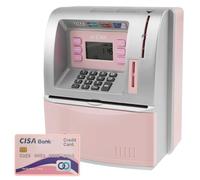 Money Box Piggy Bank for Kids, ATM Electronic Password Money Savings Box, Cash Can Auto Scroll Paper Money Saving Box for 6+ years Old Boys Girls Birthday Girls (pink)