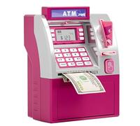 Money Box Piggy Bank for Kids, ATM Savings Bank Digital Piggy Money Bank Machine, Digital Money Bank with Card, Password & Coin Recognition, Children's Savings Bank with LCD Display & Sound (Pink)