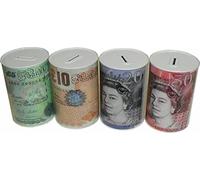 Money Box Tin £5 £10 £20 £50 Pound Note Design Kids Saving Cash Piggy Bank Box (S, £20)