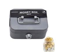 Money Box With Key, Money Tin With Lock, Small Lockable Cash Box For Petty Cash Notes, Locking Metal Safe Box With 2 Keys - 4 Colors