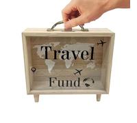 Money Boxes For Adults - Money Saving Box | Savings Challenge | Wood Cash Saver Bank With Clear Window | Home Accessories Countertop Cash Savings Box For Couples Boys Kids Youth Family Friends