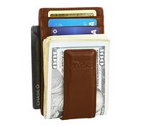 Money Clip Leather Wallet for Men Slim Front Pocket RFID Blocking with Super Strong Magnetic - Bronze - S