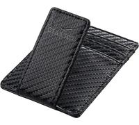Money Clip Leather Wallet For Men Slim Front Pocket RFID Blocking with Super Strong Magnetic, Carbon Black, S, Classic