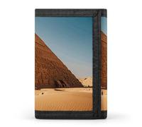 Money Clip Slim Wallets for Man, Egyptian Pyramid in Desert Trifold Wallet with ID Window, Extra Capacity Coin Pocket with Zipper for Anniversary, Birthday, Valentine's Day Gift