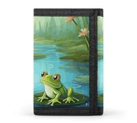 Money Clip Slim Wallets for Man, Frog in A Pond Trifold Wallet with ID Window, Extra Capacity Coin Pocket with Zipper for Anniversary, Birthday, Valentine's Day Gift