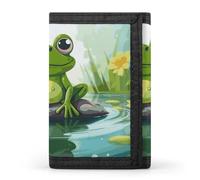 Money Clip Slim Wallets for Man, Frog in A Pond Trifold Wallet with ID Window, Extra Capacity Coin Pocket with Zipper for Anniversary, Birthday, Valentine's Day Gift