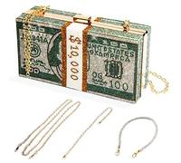 Money Clutch Purses for Women, Stack of Cash Dollars Crystal Clutch Purses, Women Diamond Evening Bags Party Cocktail Rhinestone Handbags, Wedding Dinner Bag, Green