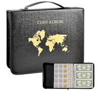 Money Collection Book - 33x26.5x6cm Pu Leather Currency Binder, Transparent PVC Coin Purse Waterproof Bill Organizer | Portable Paper Storage Album for Collecting