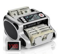 Money Counter Machine, Dollar, Euro Value Count UV/MG/IR/DD Cash Counterfeit Detection Bill Counter with Backlit LCD Display, Add and Batch Modes, Cash Counter Machine 5-Year Warranty