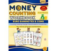 Money Counting Workbook for Euro Currency Coins and notes (Color Edition): Counting book for kids to learn Euro