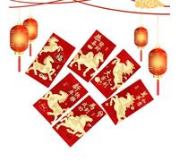 Money Envelopes - 2026 Year Old Horse Red Envelopes, Chinese New Year Packages | Lunar New Year Festive Money Bags, 6 Pack Pack Set for Mother