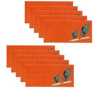 Money Envelopes Shagun Indian Gift Pack of 10 Cash Wallets Envelope Gift Card Voucher Holder Peacock Feather Flute for Wedding Favours Engagement Anniversary Diwali Invitation (Orange)