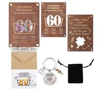 Money Gift 60th Birthday Man - Original Wooden Gift Idea with Card Keyring - Funny Packaging for 60th Birthday Men & Women (60)