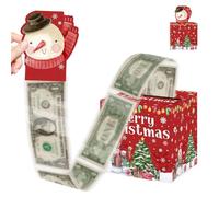 Money Gift Box, 2025 New Christmas Box Pull Surprise Money Pull Pouch for Kids, Xmas Money Box for Cash, Money Cake Pull Out Cash with Xmas Card, Money Reveal Box Xmas Party (1 pcs)
