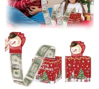 Money Gift Box, 2025 New Christmas Box Pull Surprise Money Pull Pouch for Kids, Xmas Money Box for Cash, Money Cake Pull Out Cash with Xmas Card, Money Reveal Box Xmas Party (2 pcs)