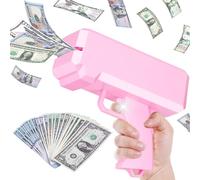 Money Gun Shooter and Prop for Movies, Handheld Cash Gun Paper Playing Dispenser Fake Gun for Party, Pretend Play Toy Gun (Pink)