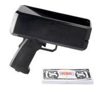 Money Gun Shooter with Prop, Handheld Cash Spray Machine, Make it Rain $100 Bills Prop Toy Money for Game, Movie, and Party Supplies (Black)