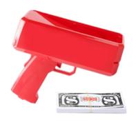 Money Gun Shooter with Prop, Handheld Cash Spray Machine, Make it Rain $100 Bills Prop Toy Money for Game, Movie, and Party Supplies (Red)
