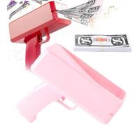 Money Gun Shooter with Prop Money, 100PCS Fake Dollar Bills for Handheld Cash Spray Machine, Super Mone-y Gun Toy for Party Wedding Pretend Play, Movie Prop and Fun Gifts (Pink)