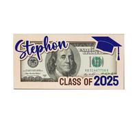 Money Holder Box - College University Decorations, High School Congrats Grad Cash Gift Holder, Keepsake Card Display Case | Black Gold Graduation Favor Container for Daughter Son Her Him Ceremony