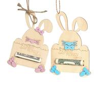 Money Holder For Cash - Cute Bunny Shape Easter Basket Filler | Easters Moneyy Holders | Boys Girls Teens Bedroom Living Room Home School Nursery, Wooden, Personalized Gift, 1 Pack