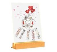 Money Holder for Couples - Bright Money Clip for Bride and Groom | Money Holder for Party Supplies with Wooden Base for Bedroom, Living Room and Desk