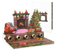 Money Holders for Cash Christmas Fireplace Pop Up Greeting Cards with Blank Note & Envelope, celebration gift for Friendship, Love, Anniversary, Special Moments, Birthday, Holiday