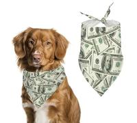 Money Hundred Dollar Bills Cute Dog Bandanna Scarf Printed Adjustable Triangle Pet Kerchief for Dogs And Cats