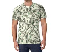 Money Hundred Dollar Bills Men's T-Shirts Classic Short Sleeve Crew Neck Tee Summer Casual Tops Graphic 4XL
