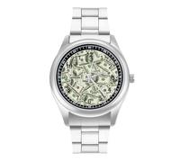 Money Hundred Dollar Bills Personalized Quartz Watch Stainless Steel Wrist Watches with Arabic Numerals for Men Women